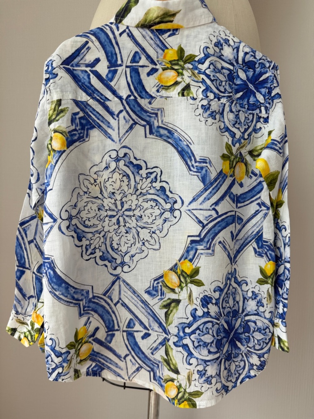 ๐ฏ Italian linen button down shirt. Classic lemons ๐ print, boys ,girls Size XS-S - Picture 5 of 11